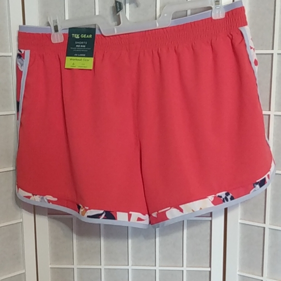 Tek Gear Workout Shorts – Orange – Floral Trim – XXL - Picture 2 of 11